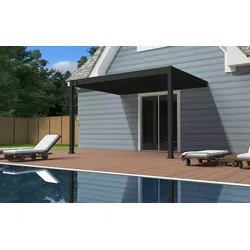 Weide Deluxe Wand-Pavillon  Voll-Alu-Pavillon  3,6 x 4 M Lamellendach anthrazit  Wall Pergola