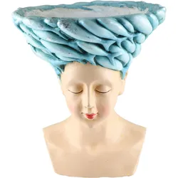 Dekofigur AM DESIGN "Frauenkopf mit Fischen aus Polyresin", beige (creme), B:27,5cm H:39,5cm T:39,5cm, Polyresin, Dekofiguren, handgefertigte Osterdekoration