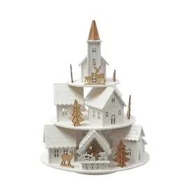 MARELIDA LED Weihnachtsdorf mit Musik Spieluhr Timer H: 29cm