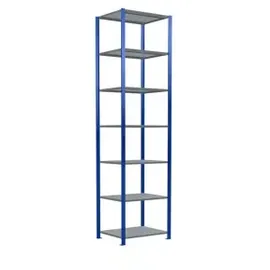 Schulte Lagertechnik Schulte Grundregal Steckregal MULTIplus250 3000 x 750 x 600 mm 7 Fachböden Kreuzstrebe RAL 5010 enzianblau/verzinkt/verzinkt