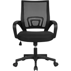 Yaheetech Bürostuhl mit Rollen Schreibtischstuhl Drehstuhl mit Wippfunktion Arbeitszimmer Schwarz