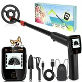 Metalldetektor Kinder - iTayga 2026 USB Wiederaufladbarer Kinder Metalldetektor, Verstellbarer (24"-35"), Hochpräziser Tragbarer Metalldetektoren mit LCD-Display für die Erkundung im Freien, Schwarz
