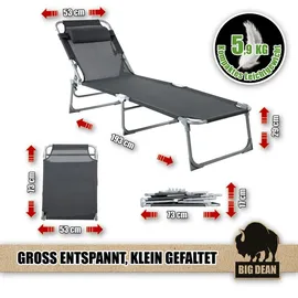 BigDean Sonnenliege 53 x 150 x 0 cm Dunkelgrau