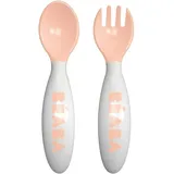 BÉABA BÉABA-2er-Set Lernbesteck Ergonomisch 2 - Lebensjahr, Ab 8 Monaten- Babyfreundlich - Für Rechts- und Linkshänder geeignet - Inklusive Transportbox - Rosa