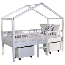 Vipack Hausbett Forrest 90 x 200 cm Buche massiv lackiert weiß