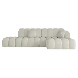 altdecor Ecksofa Olea-L2-S Samt mit Schlaffunktion 3-Sitzer Creme