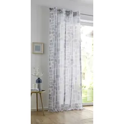 Vorhang KUTTI "Glen" Gr. 3, grau (grau, sanftes weiß, taupe), B:135cm H:225cm, Leinenstruktur, Polyester, Gardinen, modernes Aquarell Design, Wasserfarben