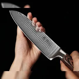 Wakoli EDIB Damastmesser-Set Santokumesser I 12 – 17cm Klinge aus 67 Lagen I Pakkaholzgriff