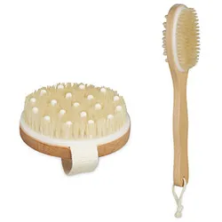 2 relaxdays Massagebürsten-Set braun Holz