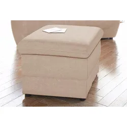 Polsterhocker DOMO COLLECTION "Lale", beige (natur), B:62cm H:45cm T:62cm, Struktur grob (85% Polyester, 15% Polyacryl), Struktur (100% Polyester), Microfaser PRIMABELLE (100% Polyester), Hocker