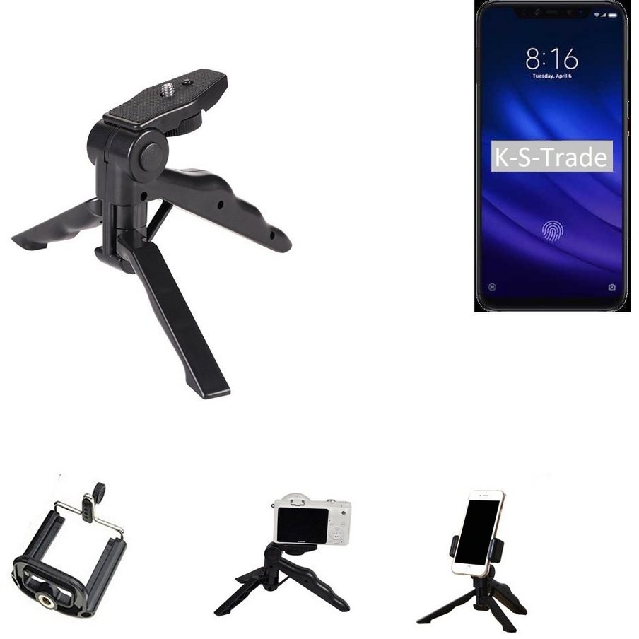 K-S-Trade für Xiaomi Mi 8 Pro Smartphone-Halterung, (Stativ Tisch-Ständer Dreibein Handy-Stativ Ständer Mini-Stativ) schwarz