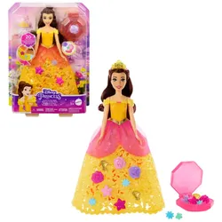 Mattel HWB41 - Disney Princess - Belle Puppe mit Charms, Flower Fashion
