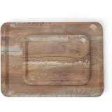 HENDI Serviertablett, AmberBox, Schock- und bruchfest, flachem Rand, Gastro Tablett, Tablett, 240x340mm, Melamin, Holz dunkel
