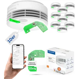 Hekatron Genius Plus X – Funkrauchmelder inkl. FM Basis X – 10 Jahre Batterie, Menge:10er Set