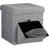 Relaxdays Faltbarer Sitzhocker Leinen 38 x 38 x 38 cm Grau