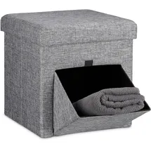 Relaxdays Faltbarer Sitzhocker Leinen 38 x 38 x 38 cm Grau