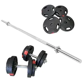 Gorilla Sports Hantelset 60 kg Kurzhanteln Langhantelstange schwarz