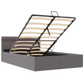 vidaXL Stauraumbett Hydraulisch Led Grau Kunstleder 120×200 cm