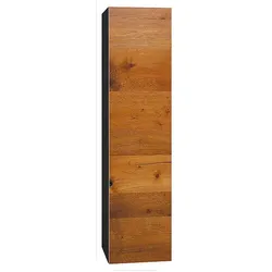 Hochschrank ELA mit Softclose, Korpus schwarz seidenmatt, Front Eiche Furnier dunkel, 400 x 1600 x 350 mm - 93 139 42