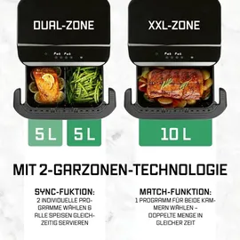 GOURMETmaxx Heißluftfritteuse Vario-Kammer 10 l schwarz
