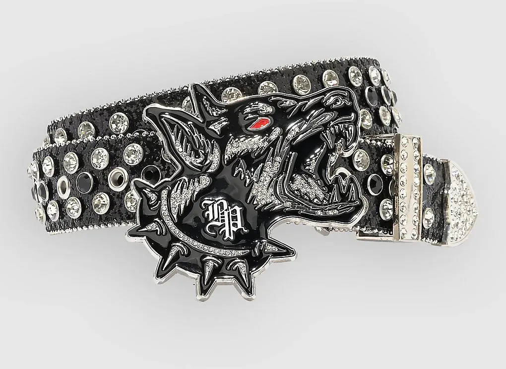Broken Promises Big Bark Rhinestone Gürtel black Gr. 30