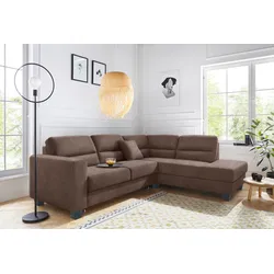 Ecksofa TRENDMANUFAKTUR "Chamber, zeitlos und modern, hoher Sitzkomfort, L-Form", braun, B:245cm H:85cm T:203cm, Sofas, Zehentrenner, wahlweise mit Schlaffunktion