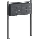 Wiltec 6er Briefkastenanlage Anthrazit inkl. Zeitungsfach