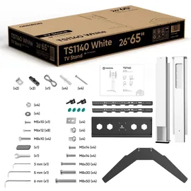 ONKRON TV-Ständer TS1140-W Weiß TV-Standfuß, 26-65 Zoll