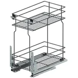 woplus Unterschrankauszug Auszugsunterschrank Schrankauszug mit Softclose Küchenauszug 2 Etage Vollauszug Bodenmontage Antrazit (Möbel 200mm)