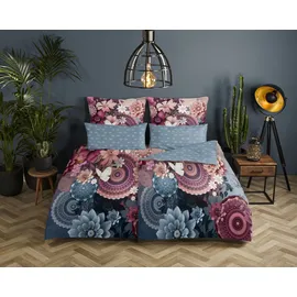 Muller Textil Asher Blumen/Schmetterling Blau 135 x 200 cm + 80 x 80 cm