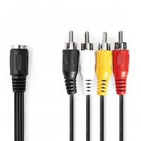Nedis DIN-Audio-Kabel DIN 5-Pin Buchse 4x RCA Stecker Vernickelt 0.20 m Rund PVC Schwa (0.20 m), Audio Kabel