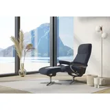 Stressless Stressless® »View«, (Set, Relaxsessel mit Hocker), mit Hocker, mit Cross Base, Größe S, M & L, Holzakzent Wenge, blau