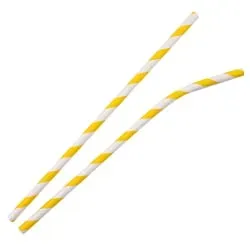 NATURESTAR Flex Papier-Trinkhalme, gestreift mit Knick, 19,5 cm 42158 , 1 Packung = 100 Stück, gelb-weiß