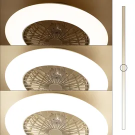 STARLUNA Deckenleuchte CCT Deckenventilator 3 Stufen Raumlüfter Sternenhimmel Wohnzimmerlampe Fernbedienung, Stahl weiß, 1x LED 1700lm 3000-6500k, D 50 cm