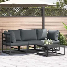 vidaXL Gartensofa-Set 4 pcs Metall schwarz