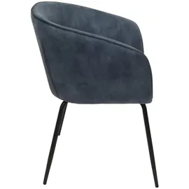 Mendler 6er-Set Esszimmerstuhl HWC-O28, Küchenstuhl Polsterstuhl Stuhl, Stoff/Textil (340g/m2) Metall ~ blau