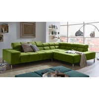 KAWOLA Ecksofa NELSON, Sofa Velvet, Recamiere rechts od. links, mit od. ohne Sitzvorzug, versch. Farben grün