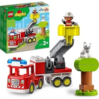 LEGO 10969 DUPLO Town Feuerwehrauto Spielzeug, Lernspielzeug Feuerwehrmann Katze