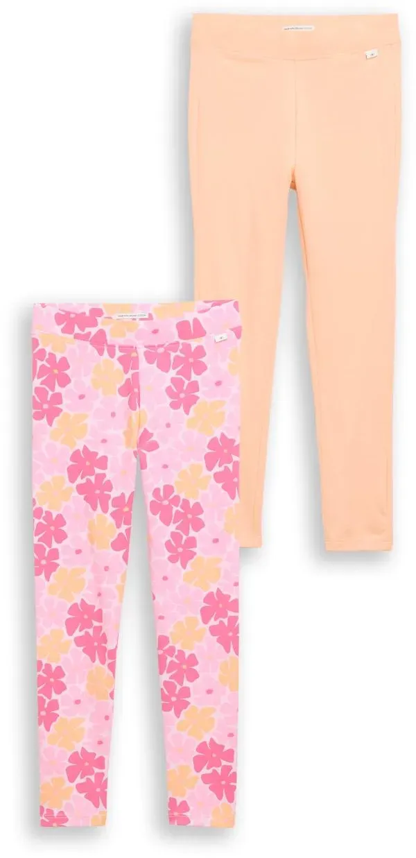 TOM TAILOR Mädchen Basic Leggings im 2-er Pack, orange, Uni, Gr. 134