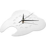 iplusmile Pendeluhr in Silberner Farbe Wanduhr in Zahnförmigem Design aus Acryl Dekorative Wohnzimmeruhr Geräuschlose Wanduhr für Haushalt und Schlafzimmer