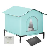 Yulokdwi Outdoor Katzenhaus | Wetterfestes Outdoor Katzenhaus Mit Erhöhtem Boden - Wärmeisolation Haustier-Katzenhöhle Für Garten Terrasse Rasenfläche Oder Überdachter Außenbereich