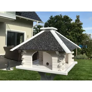 Vogelhaus aus Holz, weiss mit Solar - V 20 Stein weiss Solar