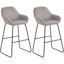 Homcom Barhocker 2er Set gepolstert Metall Grau