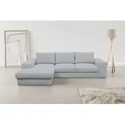 Ecksofa WERK2 "Rozzana Design Ecksofa mit hohem Komfort, zeitlos & elegant, L-Form", grau (hellgrau), B:280cm H:86cm T:190cm, 100% Polyester, Sofas, in kuschelweichen Trendstoffen Cord, Breitcord und Plüsch