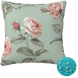 Outdoor Kissen Wetterfest 2 Stück Grün Kissenbezug 30x30 cm, Sommer Gartenkissen Deko Outdoor Sitzkissen Wetterfest, Kissenbezüge Blume Pillow Cover Outdoorkissen für Balkon Patio Garten Deko -OZ212