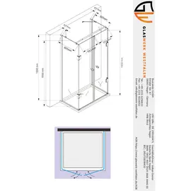 Buylando Emma U-Form Duschkabine 100 x 195 cm rechts 120 x 195 cm transparent