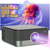 Mini Beamer 4k Heimkino [Autofokus/Trapezkorrektur], Mini Projektor Smart, Projector 4K Kurzdistanz Beamer Handy, 25000 Lumen, 1080P Full HD, WiFi 6 Bluetooth Android 9.0