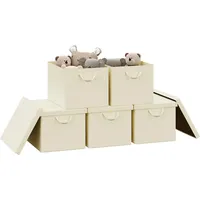 Woltu 5er Set Aufbewahrungsboxen mit Deckel, mit Griffen, faltbar,
