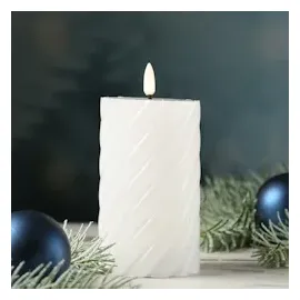 MARELIDA Twist LED Stumpenkerze 15 cm weiß