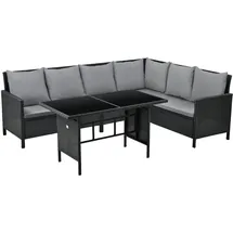 Svita MADISON Polyrattan Essgruppe Gartenmöbel Set Rattan Lounge Ecksofa Gartenmöbel-Set Sofa Garnitur Couch-Eck Schwarz